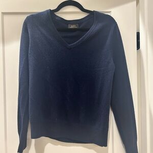 Quince Navy V-Neck Sweater